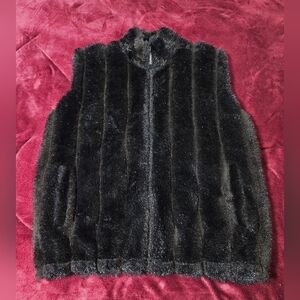 Vintage Duffel Outdoor Faux Fur Boho Vest Winter Jacket Full Zip Insulated L